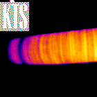 IR image of paper with a continuous wet streak